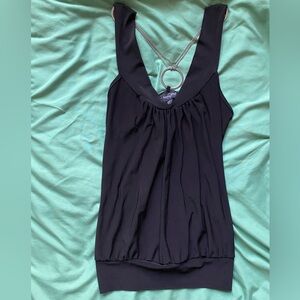 Y2k tempted black baby doll tank top with back metal O ring